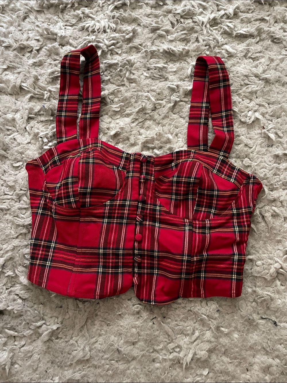 Forever 21 Red Plaid Bustier Crop Top